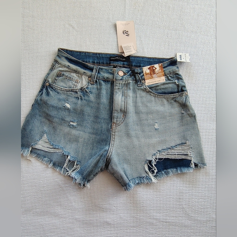 Sincerely Jules Blue Distressed Jean Shorts Size 7/28